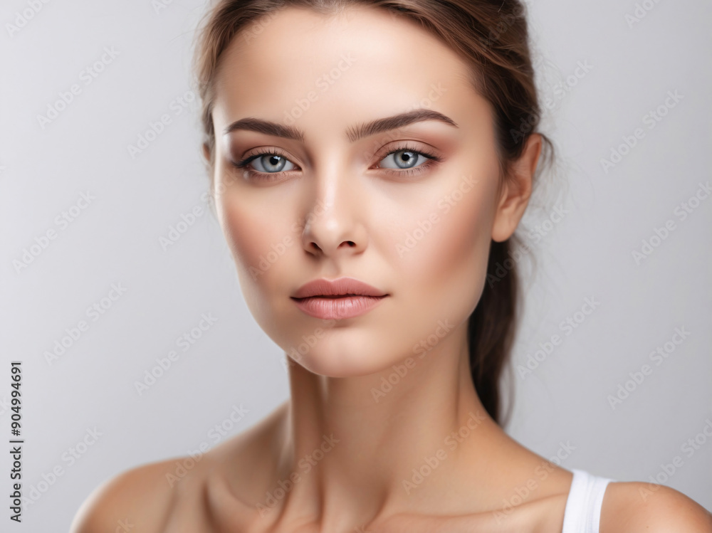 A classic portrait of a young woman with a calm expression, light background, and soft natural lighting highlighting features. A classic portrait of a young woman with a calm expression, light background, and soft natural lighting highlighting features.