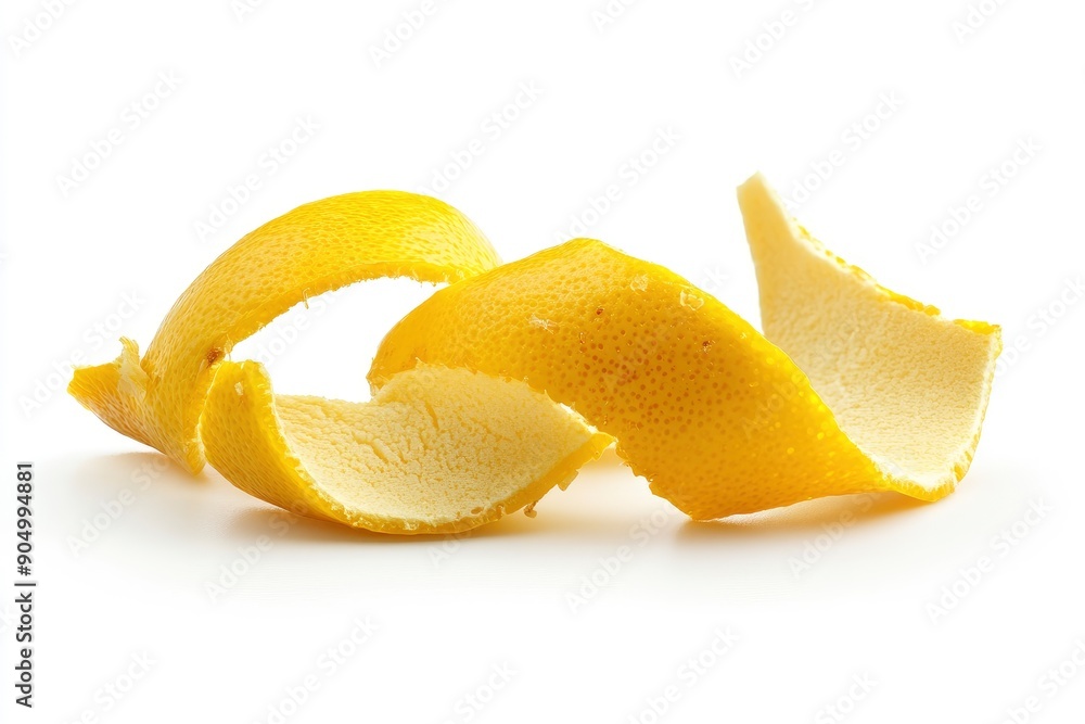 Lemon Peel isolated on white background, full depth of field, ai Lemon Peel isolated on white background, full depth of field, ai