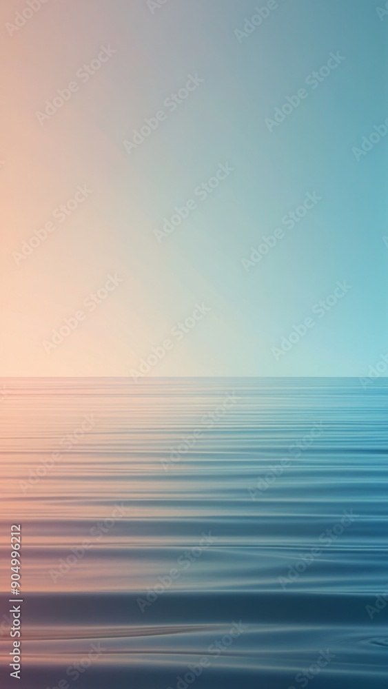 Fototapeta premium Pastel colors of calm radiant sea waves at sunset.
