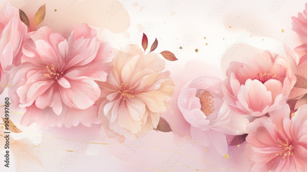 Tender peonies on pink background. Abstract natural floral frame layout. Neural network ai generated art Tender peonies on pink background. Abstract natural floral frame layout. Neural network ai generated art