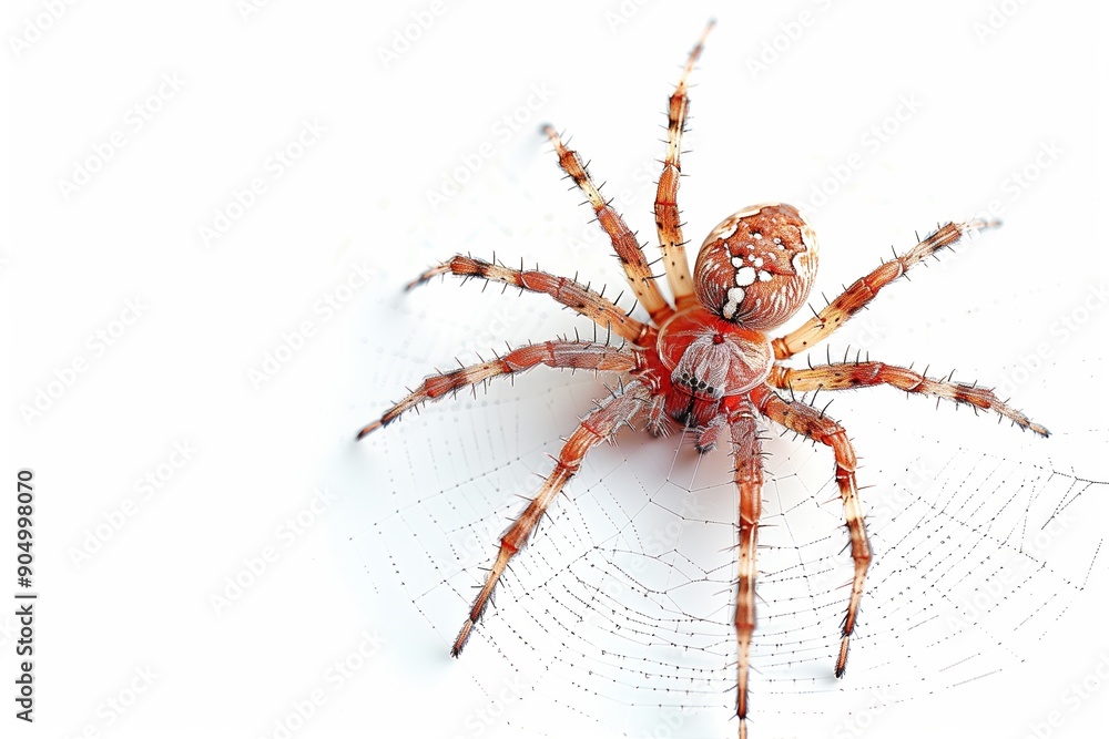 Isolated High-Contrast Spiderweb on White Background Isolated High-Contrast Spiderweb on White Background