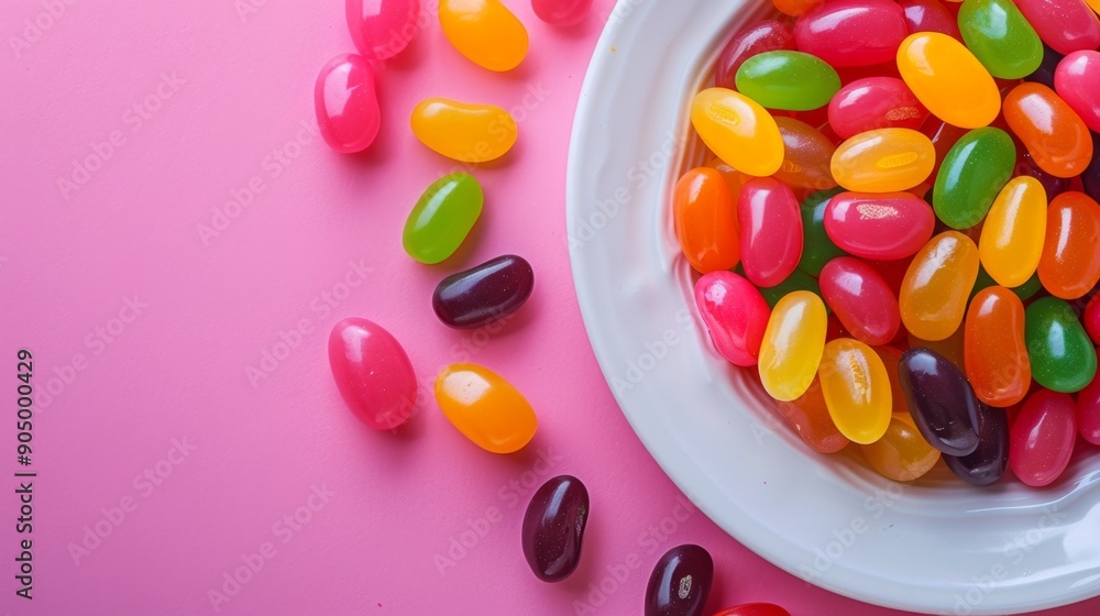 plate of vibrant jelly beans in various colors plate of vibrant jelly beans in various colors