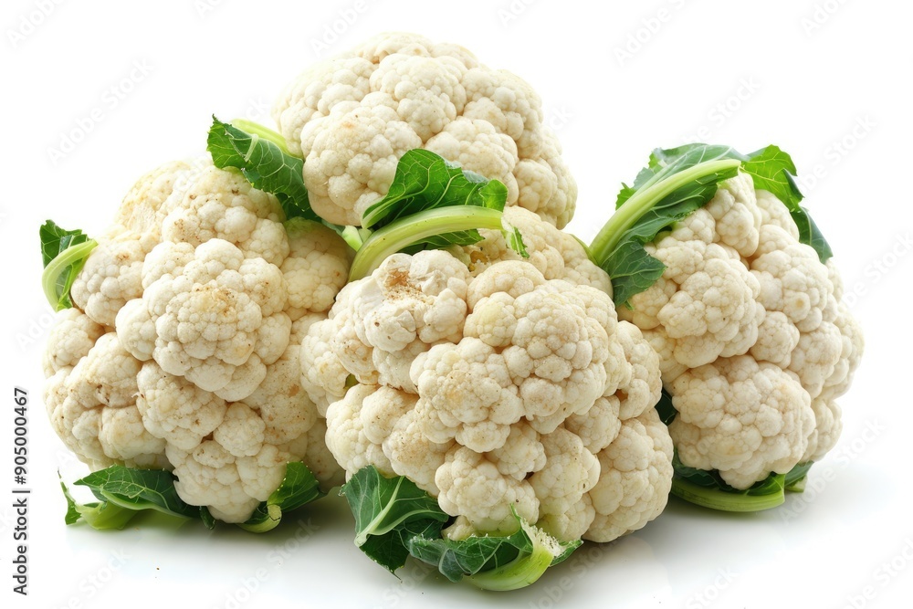 Fresh cauliflower florets on white. This image is perfect for showcasing the deliciousness and versatility of cauliflower, ideal for recipes and cooking blogs. Fresh cauliflower florets on white. This image is perfect for showcasing the deliciousness and versatility of cauliflower, ideal for recipes and cooking blogs.
