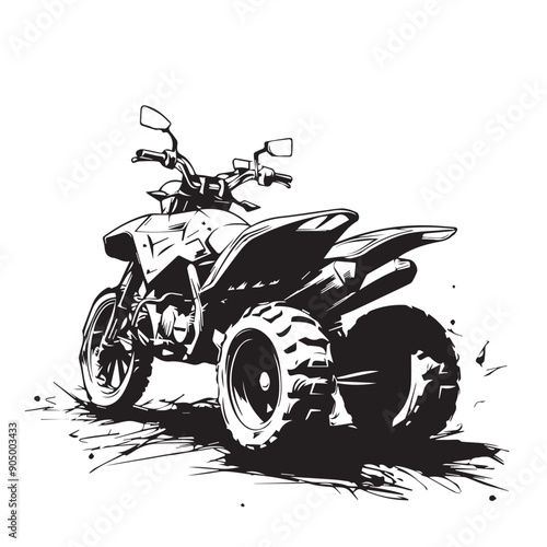 QUAD BIKE in cartoon, doodle style . Image for t-shirt, web, mobile apps and ui. Isolated 2d vector illustration in logo, icon, sketch style, Eps 10, black and white. AI Generative