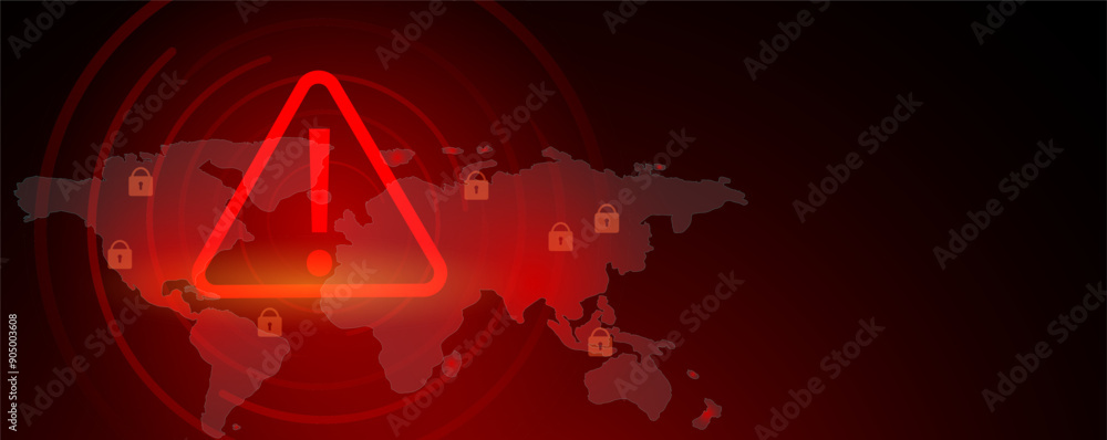 Computer security or hacking concepts. Attention warning attacker alert ...