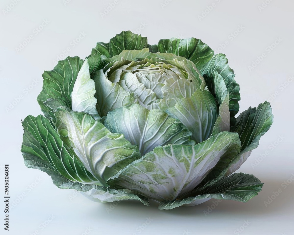 Fototapeta premium a green cabbage on a white background.