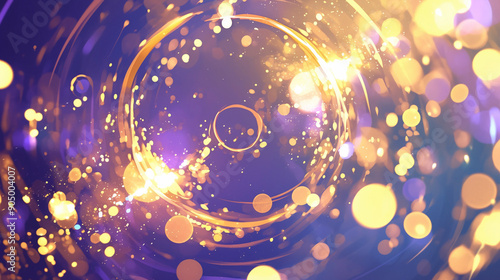 Fototapeta Naklejka Na Ścianę i Meble -  紫とゴールドの光の渦の背景　Generative AI