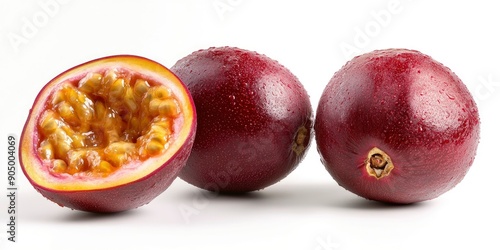 Passionfruit isolated on white background, full depth of field , ai