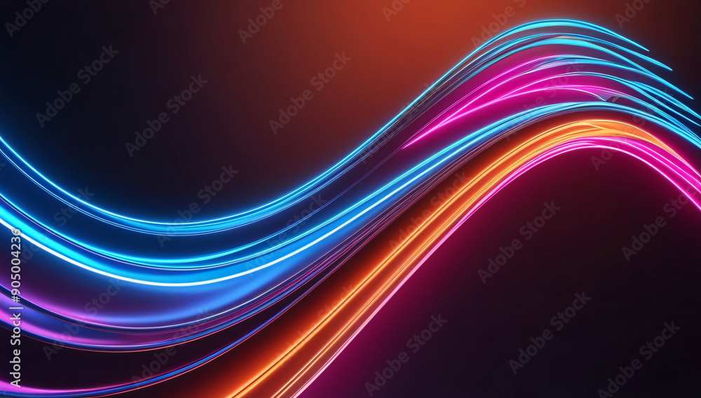 Neon-hued abstract painting of a wave. The artwork has a bright, futuristic aura. Neon-hued abstract painting of a wave. The artwork has a bright, futuristic aura.