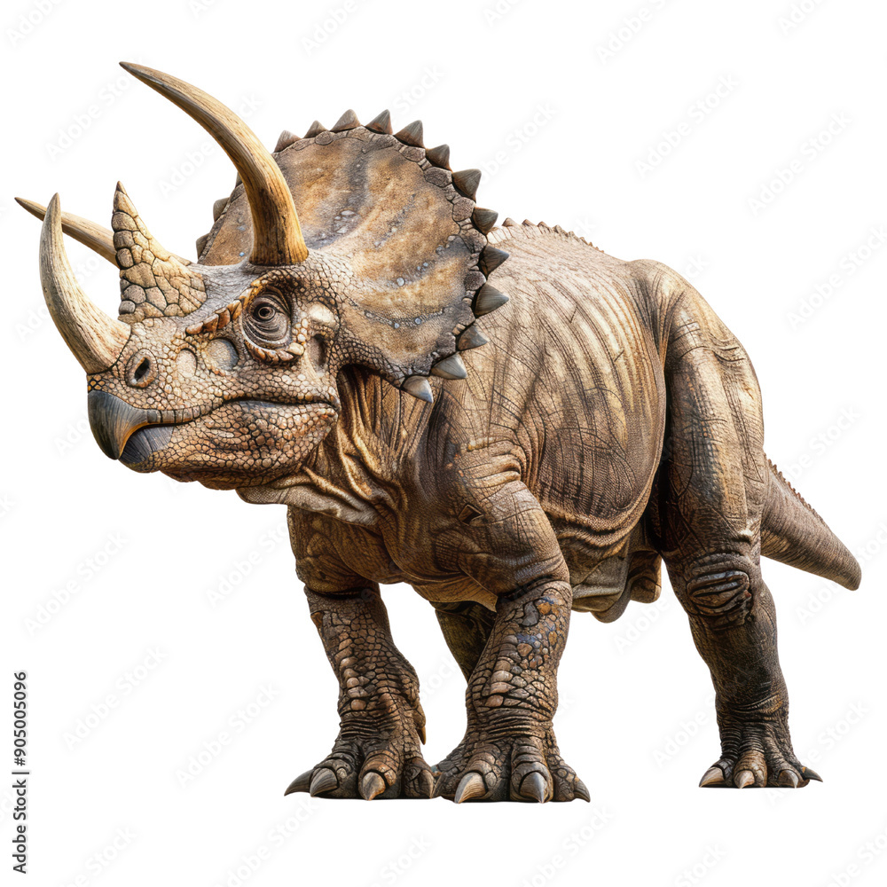 Fototapeta premium A full-body view of a dinosaur against a transparent background, captured in a realistic style.