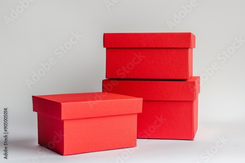 Red Gift Boxes on White Background