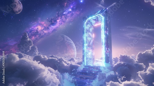 UFO in a clear blue sky with clouds during the day