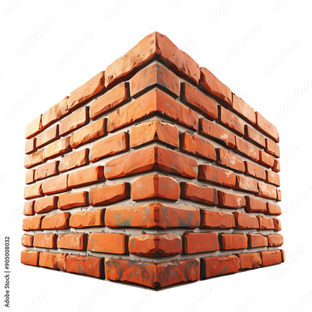 Obraz premium 3D Brick Wall, on isolated transparent background
