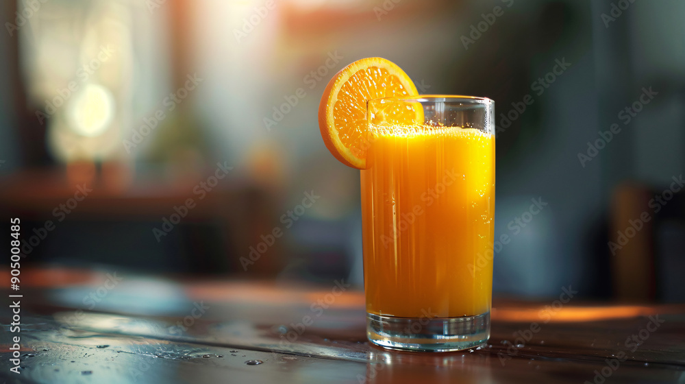 Freshly squeezed orange juice in a glass Freshly squeezed orange juice in a glass