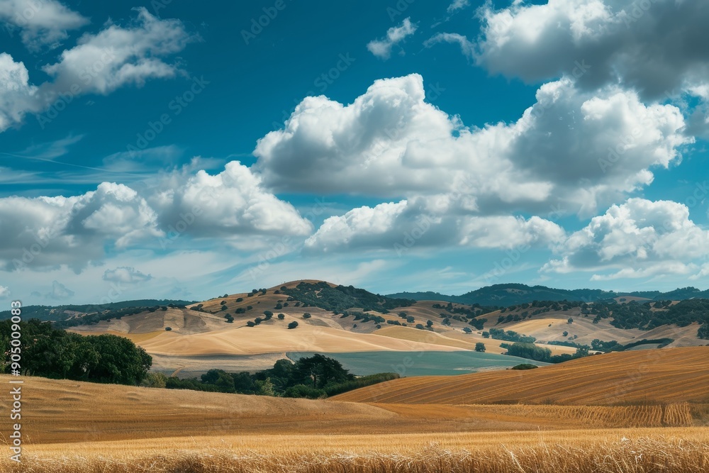 Stunning farmland landscape with picturesque rolling hills captured in captivating photograph Stunning farmland landscape with picturesque rolling hills captured in captivating photograph