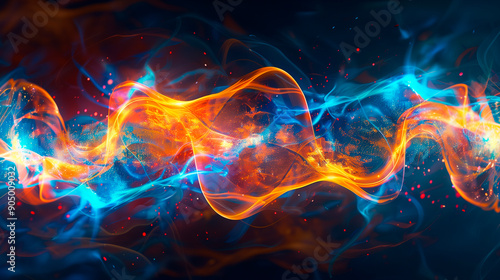 Dynamic Abstract Waves of Colorful Light Flowing in a Dark Background