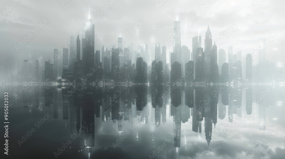 Grayscale Cityscape Transitioning into Watercolor Masterpiece - Urban Art Concept Grayscale Cityscape Transitioning into Watercolor Masterpiece - Urban Art Concept