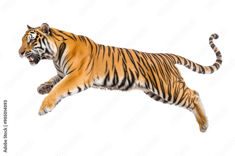 Fototapeta premium tiger jumping isolated on white