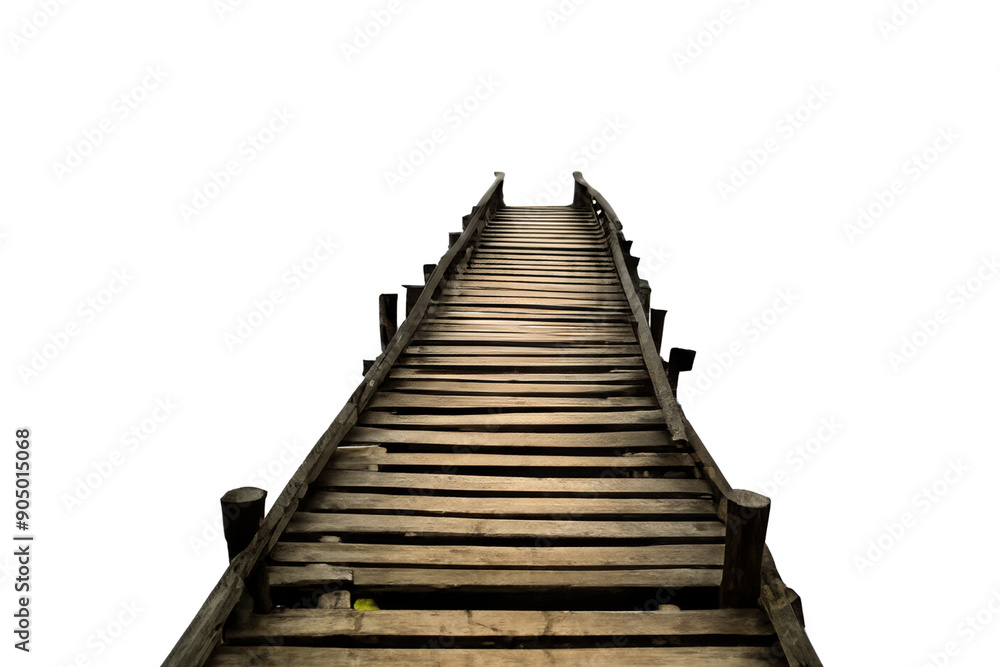 Wooden bridge isolated on white background Wooden bridge isolated on white background