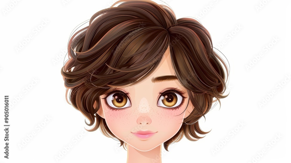 A charming 3D cartoon girl with big brown eyes and a retro half ponytail, exuding beauty and youthfulness. A charming 3D cartoon girl with big brown eyes and a retro half ponytail, exuding beauty and youthfulness.