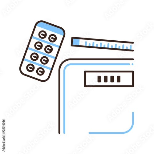 体重計と錠剤のイラスト