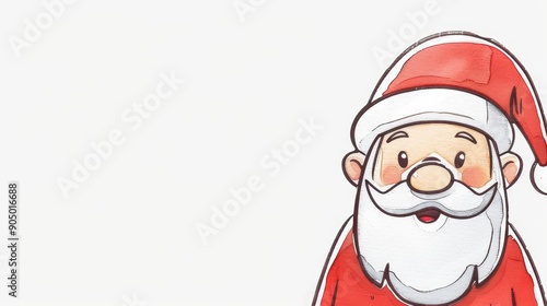 Whimsical watercolor Santa Claus illustration, perfect for festive cards and holiday cheer. Delightful and charming design