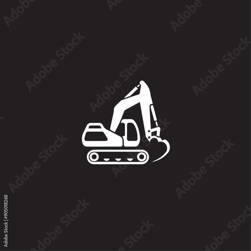 Mini excavator in cartoon, doodle style . Image for t-shirt, web, mobile apps and ui. Isolated 2d vector illustration in logo, icon, sketch style, Eps 10, black and white. AI Generative