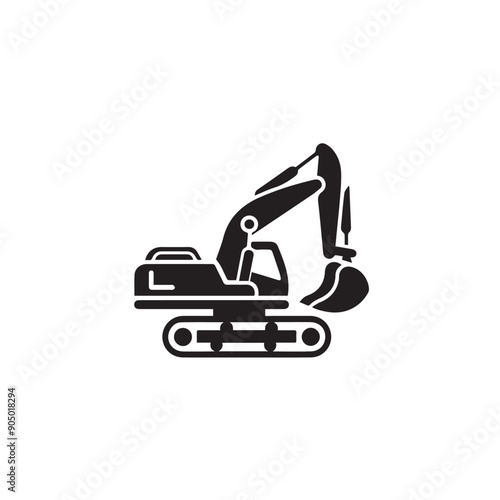 Mini excavator in cartoon, doodle style . Image for t-shirt, web, mobile apps and ui. Isolated 2d vector illustration in logo, icon, sketch style, Eps 10, black and white. AI Generative