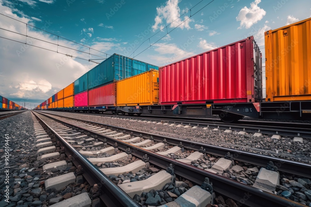 Cargo Train on Railway Tracks Cargo Train on Railway Tracks