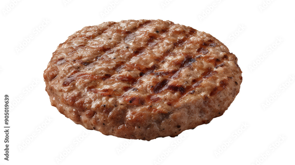 A burger patty is sitting on a grill A burger patty is sitting on a grill