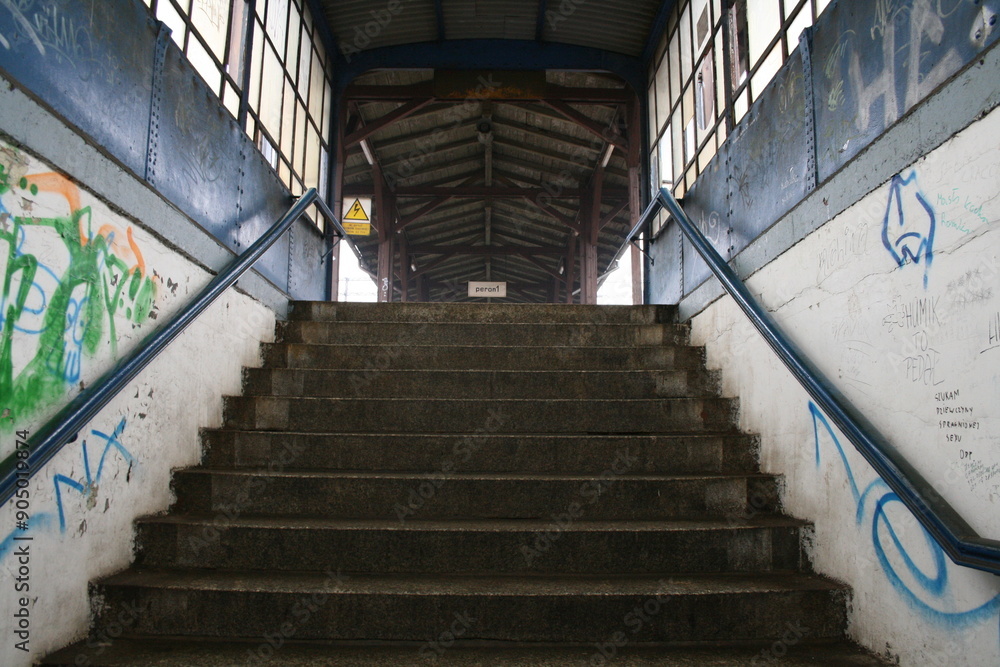 stairs to the railway platform, underpass stairs to the railway platform, underpass