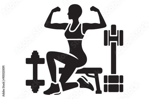 Vector Illustration of Strong Individuals Gym, Crossfit, and Powerlifting