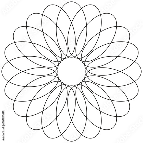 flower art line for decoration and coloring, sunflower, sacred geometry lotus