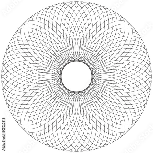 geometric circular element, circular, concentric and radial element, mandala art style, donut shape
