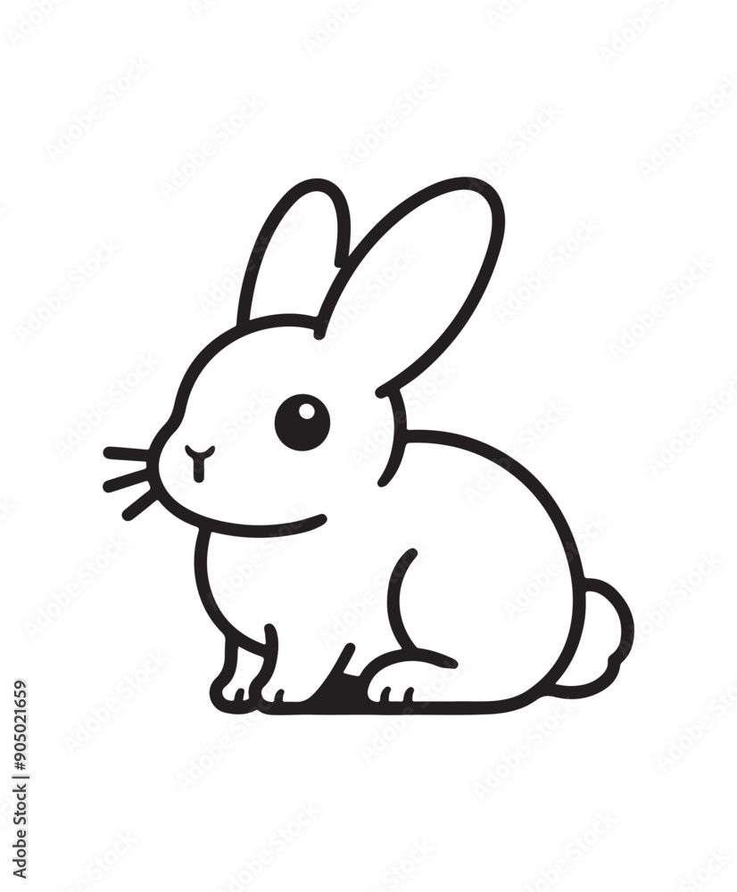 Rabbit in grass vector style, black and white color Rabbit in grass vector style, black and white color