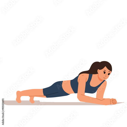 sporty woman doing plank illustration