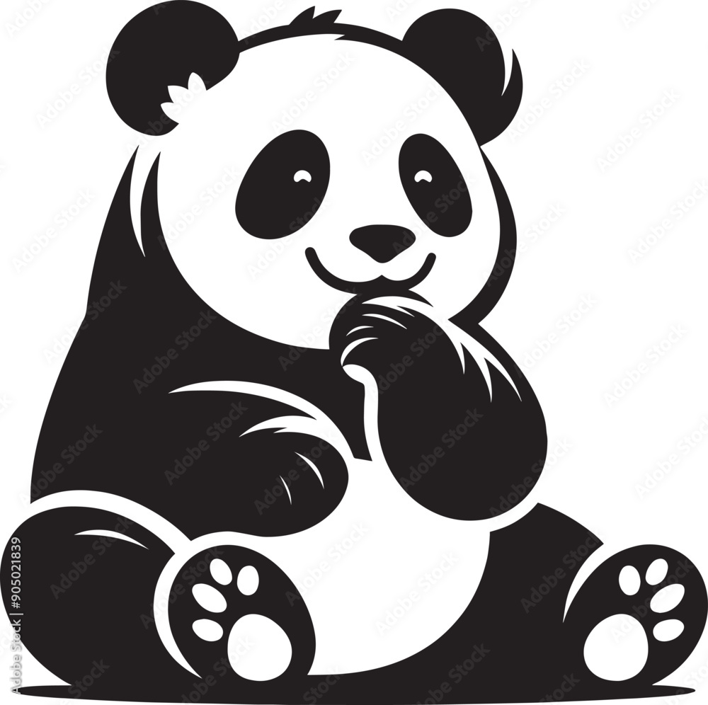Panda Silhouette isolated on white background Minimalist panda flat vector shape icon Panda Silhouette isolated on white background Minimalist panda flat vector shape icon