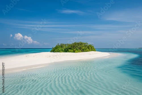Fototapeta Naklejka Na Ścianę i Meble -  Maldives island paradise  sunny day capture of white sand beach and blue sea view