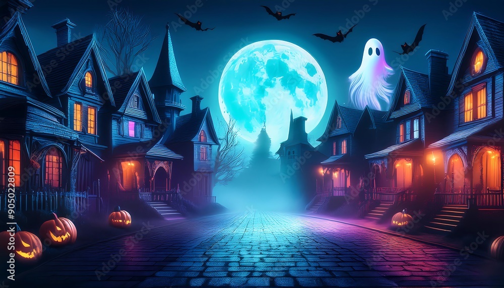 Halloween-themed background with a futuristic, cyberpunk aesthetic Halloween-themed background with a futuristic, cyberpunk aesthetic