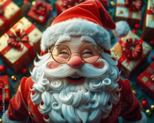 santa claus with christmas tree