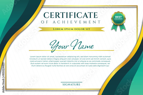 Modern of achievement certificate template	
