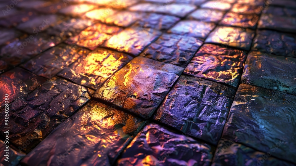 Holographic tiles with light shifting effects Holographic tiles with light shifting effects