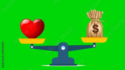 Animated Scales Icon: Balancing Money and Love photo