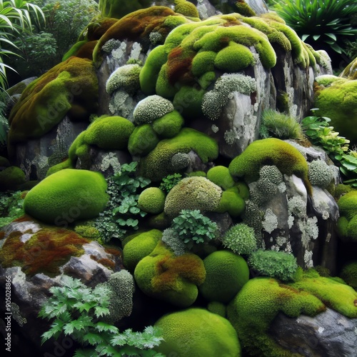 76 36 Moss covered Stone A surface with moss or lichen growing o photo