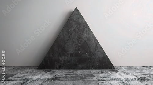 Geometric Abstract: Concrete Triangle in Minimalist Interior 