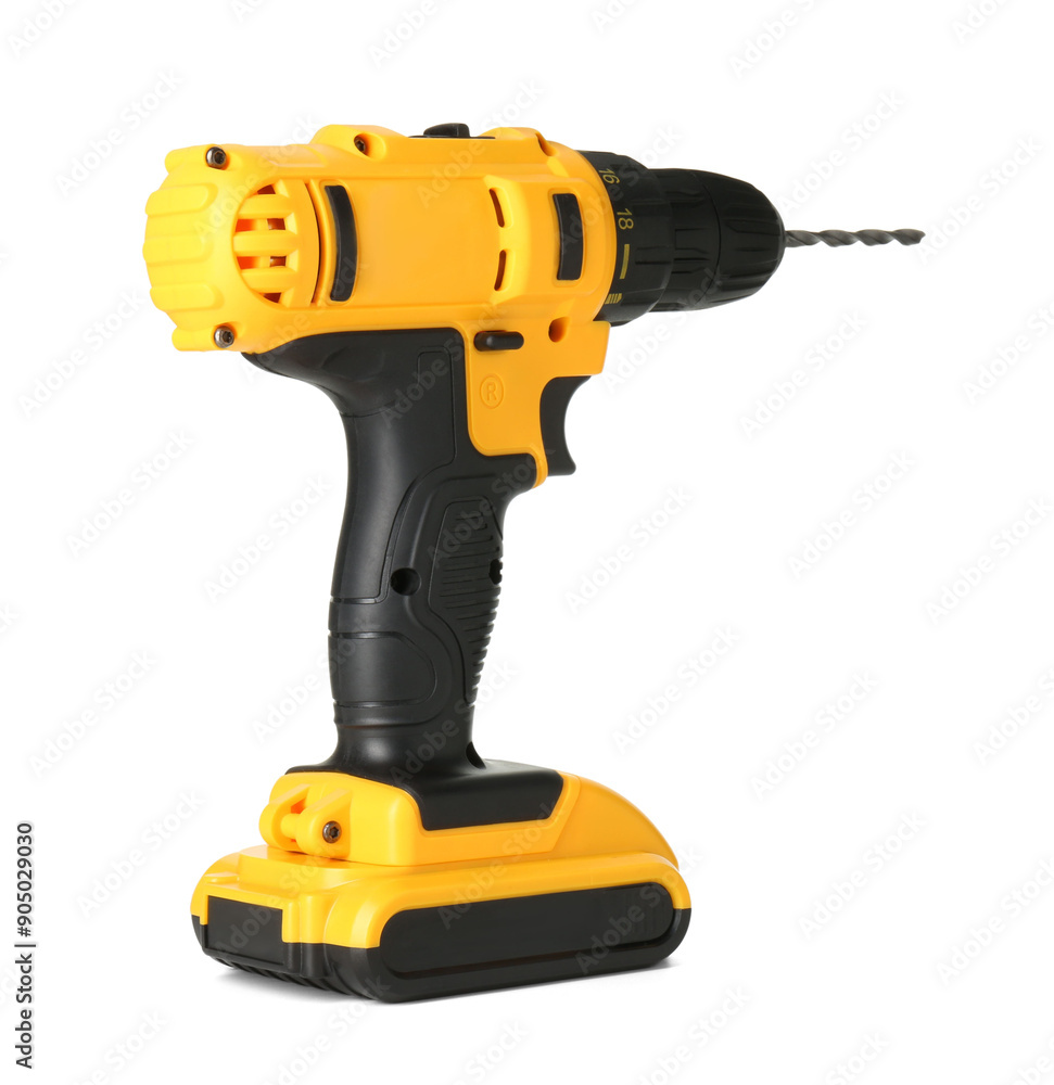 Modern cordless electric drill isolated on white Modern cordless electric drill isolated on white