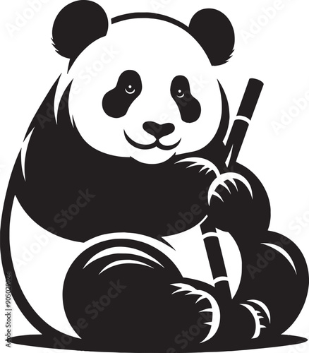 Wallpaper Mural Panda Silhouette isolated on white background Minimalist panda flat vector shape icon Torontodigital.ca