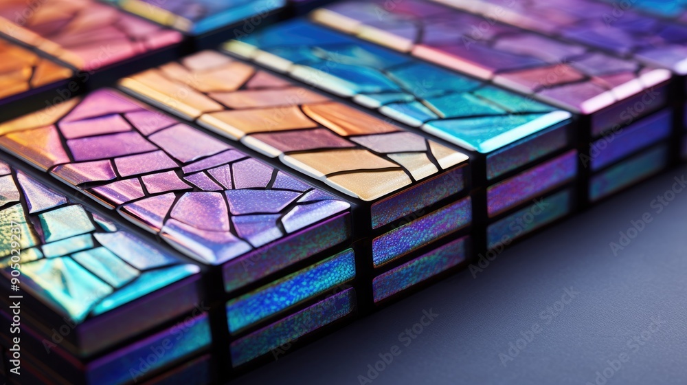 Holographic tiles with light shifting effects Holographic tiles with light shifting effects