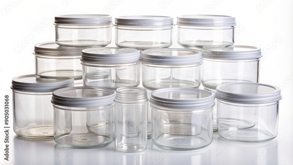 Plastic jars bundle on a white background, plastic, jars, bundle, packaging, containers, clear, set, group, stack Plastic jars bundle on a white background, plastic, jars, bundle, packaging, containers, clear, set, group, stack