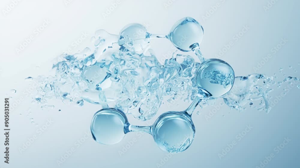 Molecule and flowing water liquid background, 3d rendering. Molecule and flowing water liquid background, 3d rendering.